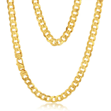 9ct Yellow Gold Diamond Cut Concave Curb 270 Gauge 60cm Chain