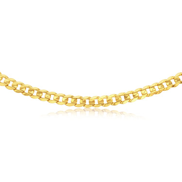 9ct Yellow Gold Diamond Cut Concave Curb 270 Gauge 60cm Chain