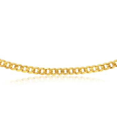 9ct Yellow Gold Diamond Cut Concave Curb 270 Gauge 60cm Chain