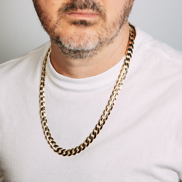 9ct Yellow Gold Diamond Cut Concave Curb 270 Gauge 60cm Chain