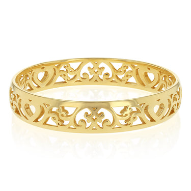 9ct Yellow Gold Cut Out Pattern 65mm Bangle