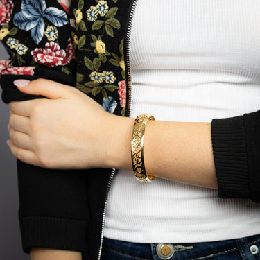 9ct Yellow Gold Cut Out Pattern 65mm Bangle