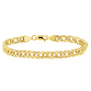 9ct Yellow Gold Fancy Double Curb 100 Gauge 20cm Bracelet