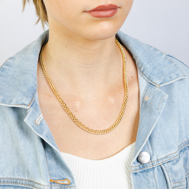 9ct Yellow Gold Fancy Double Curb 100 Gauge 50cm Chain