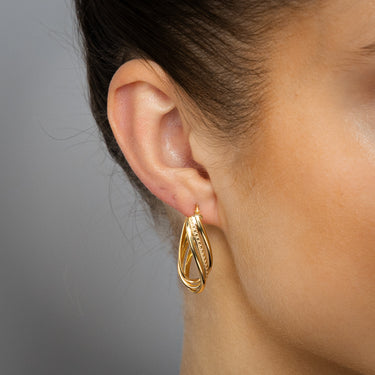 9ct Yellow Gold Double Wire Twisted 15mm Hoop Earrings