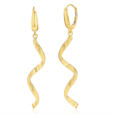 9ct Yellow Gold Single Twisted Strand Drop Earrings