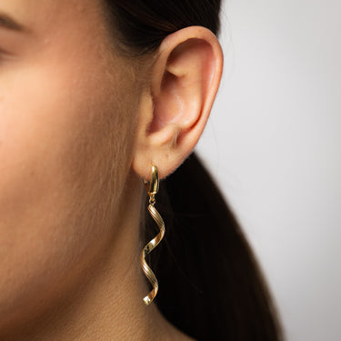 9ct Yellow Gold Single Twisted Strand Drop Earrings