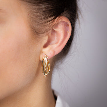 9ct Yellow Gold Twisted Elongated Hoop Earrings