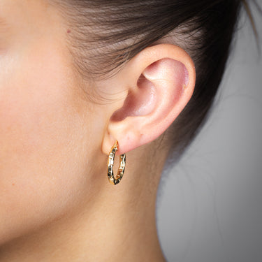 9ct Yellow Gold Patterned Hoop Earrings