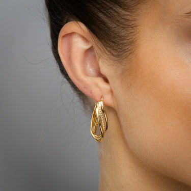 9ct Yellow Gold Cut Out Pattern Twisted Hoop Earrings