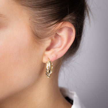 9ct Yellow Gold Polished Twisted Double Hoop Earrings