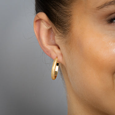 9ct Yellow Gold Textured Hoop Earrings