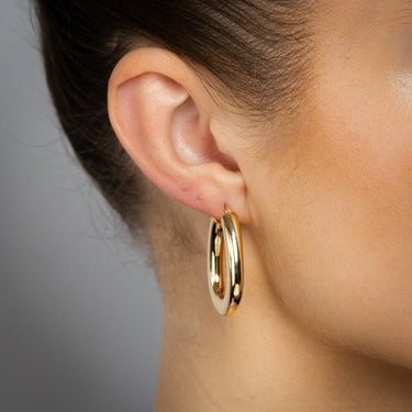 9ct Yellow Gold Chunky Pear Shaped Hoop Earrings