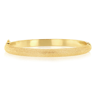9ct Yellow Gold Textured Hinged 60mm Bangle