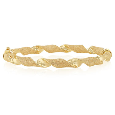 9ct Yellow Gold Twisted Hinged 60mm Bangle