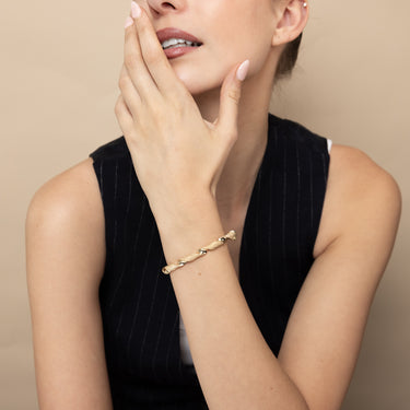 9ct Yellow Gold Twisted Hinged 60mm Bangle