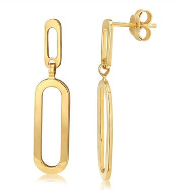 9ct Yellow Gold Double Rectangle Drop Earrings