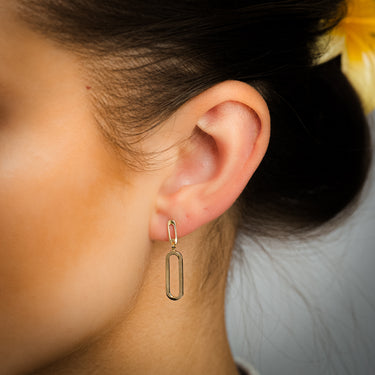 9ct Yellow Gold Double Rectangle Drop Earrings