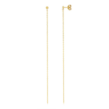 9ct Yellow Gold Single 9cm Strand Drop Earring