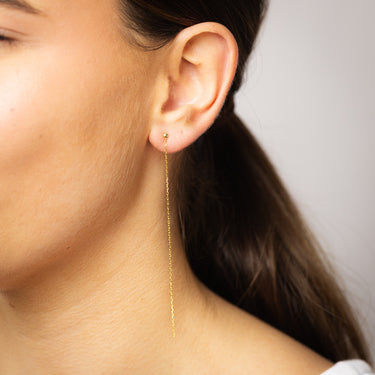 9ct Yellow Gold Single 9cm Strand Drop Earring