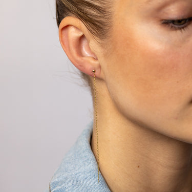 9ct Yellow Gold Single 9cm Strand Drop Earring