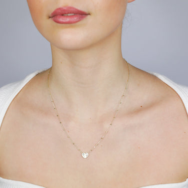 9ct Yellow Gold Rainbow Heart Pendant On Trace And Ball 43-46cm Chain