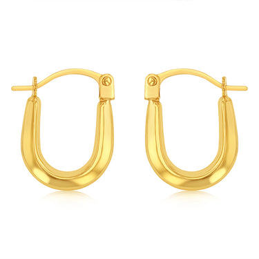 9ct Yellow Gold Polished "U" Shaped Hoop Earrings