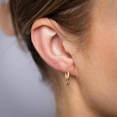 9ct Yellow Gold Patterned Creole Hoop Earrings