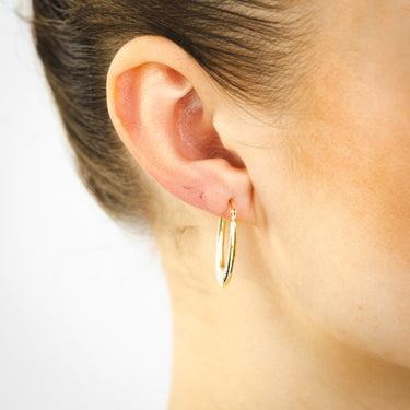 9ct Yellow Gold Diamond Cut Patterned Hoop Earrings