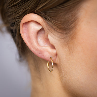 9ct Yellow Gold Textured Twisted Hoop Earrings