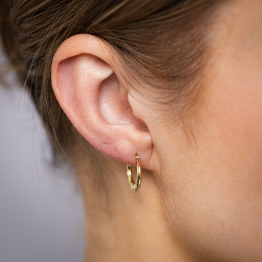 9ct Yellow Gold Patterned Creole Hoop Earrings