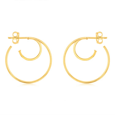 9ct Yellow Gold Plain Double 3/4th Hoop Earrings