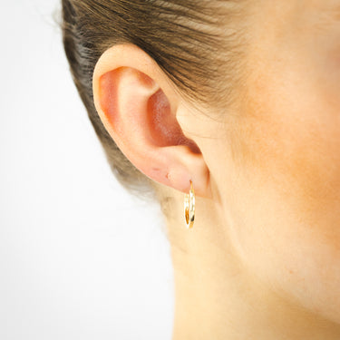 9ct Yellow Gold Patterned 16mm Sleeper Earrings