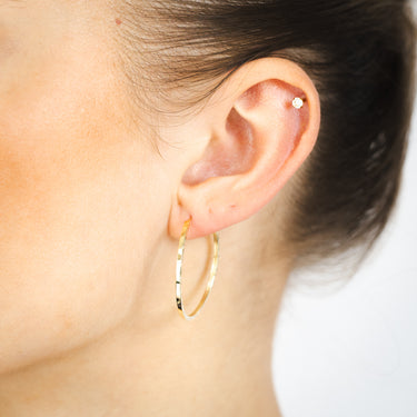 9ct Yellow Gold Patterned 30mm Sleeper Earrings