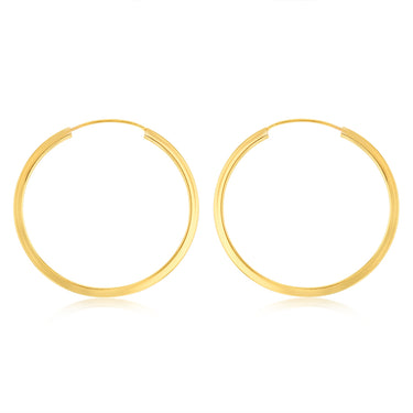 9ct Yellow Gold Plain 25mm Sleeper Earrings