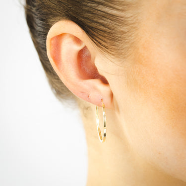 9ct Yellow Gold Plain 25mm Sleeper Earrings