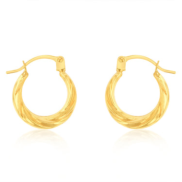 9ct Yellow Gold Twisted Creole Hoop Earrings