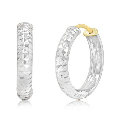 9ct Two Tone Gold Patterned Hoop Earrings
