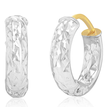 9ct Two Tone Gold Patterned Hoop Earrings