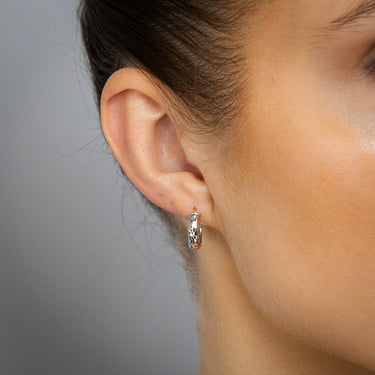 9ct Two Tone Gold Patterned Hoop Earrings