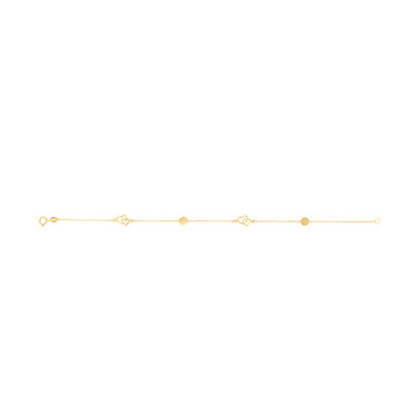 9ct Yellow Gold Double Heart Charm 19cm Bracelet