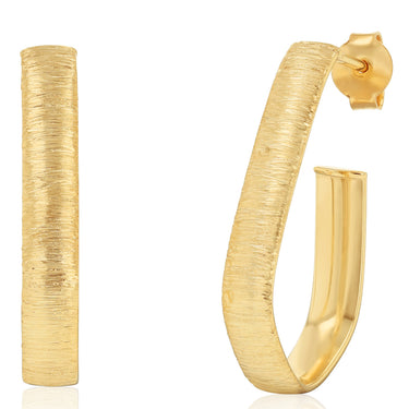 9ct Yellow Gold Textured 3/4th Hoop Earrings