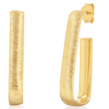 9ct Yellow Gold Textured 3/4th Hoop Earrings