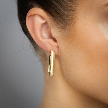 9ct Yellow Gold Textured 3/4th Hoop Earrings