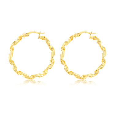 9ct Yellow Gold Twisted 25mm Hoop Earrings