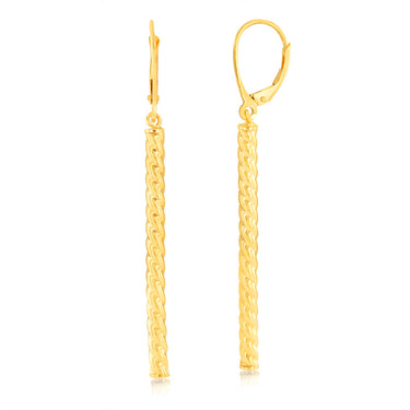 9ct Yellow Gold Twisted Bar Drop Earrings