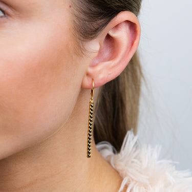 9ct Yellow Gold Twisted Bar Drop Earrings