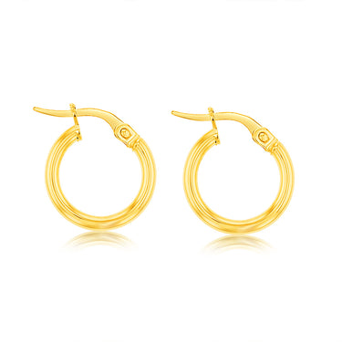 9ct Yellow Gold Polished 10mm Hoop Earrings