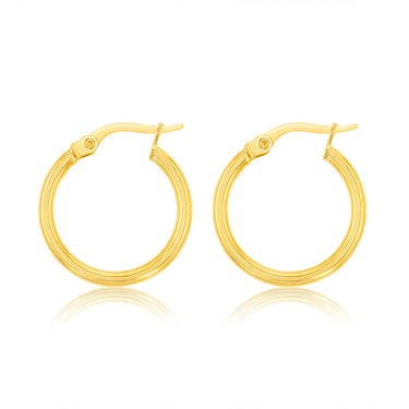 9ct Yellow Gold Polished 15mm Hoop Earrings
