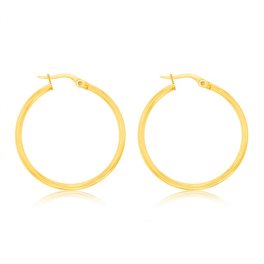 9ct Yellow Gold Polished 25mm Hoop Earrings